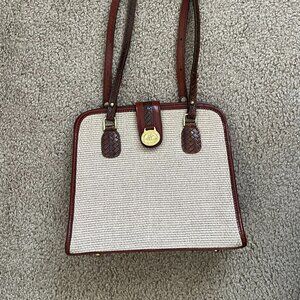 Brahmin Harbour Collection Purse Burlap and Leather
